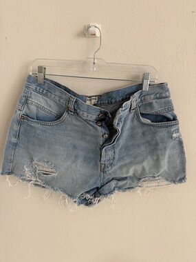 We The Free Light Blue Distressed Denim Cutoff Shorts